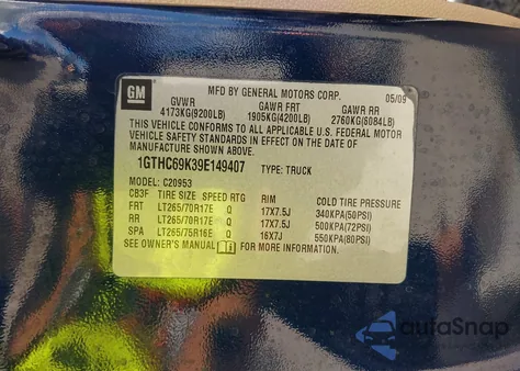 2009 GMC Sierra 2500Hd Slt z USA, uszkodzony, nr VIN 1GTHC69K39E149407